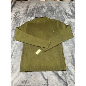 Jennifer Moore 90s Mock‎ Neck Olive Green Ribbed Knit Sweater Pullover L (NWOT)